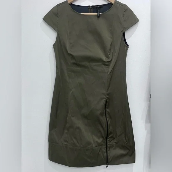 SARAH pacini green brown and grey dress with zipper size 0 - Picture 7 of 12